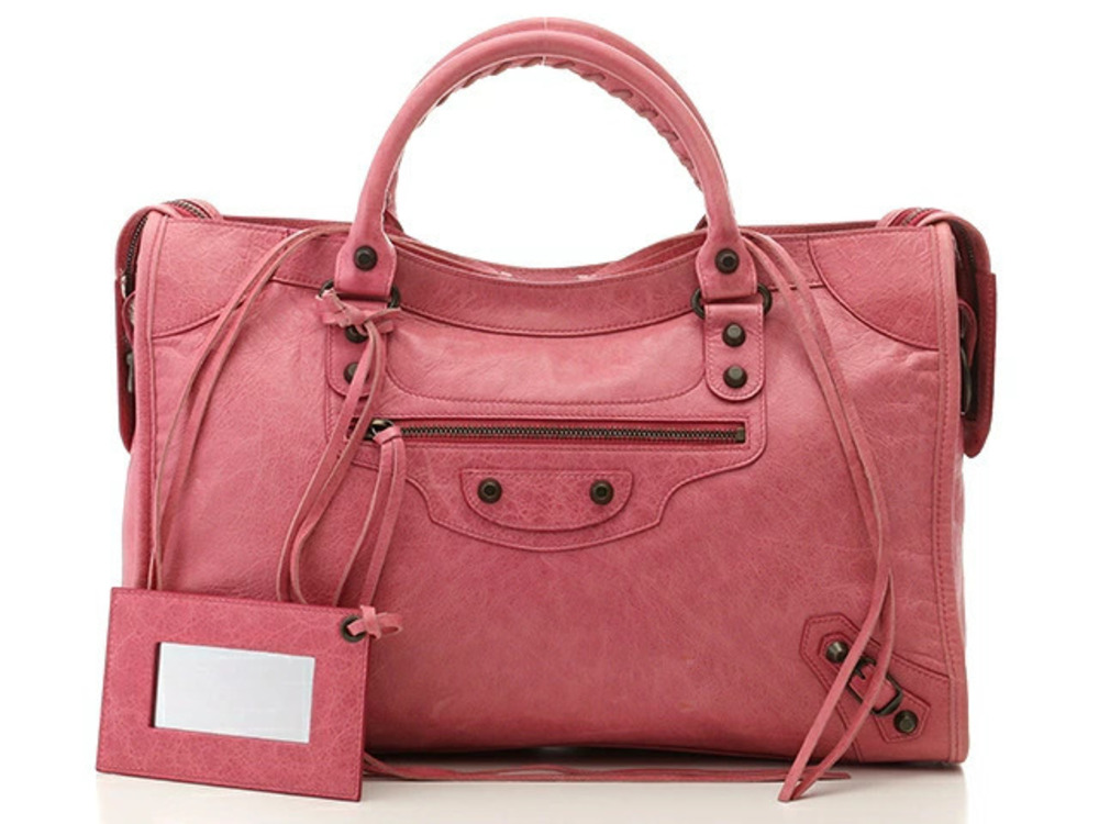 Balenciaga The City Shoulder Bag Pink Leather